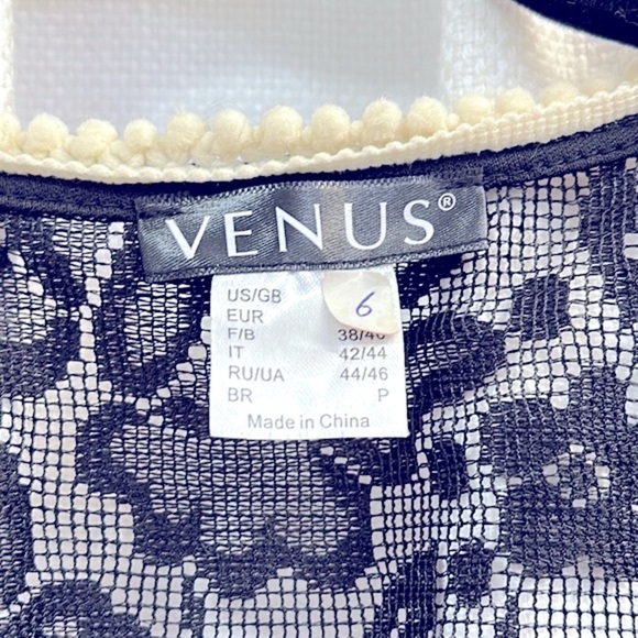 NWOT Women’s Venus Black Lace V Neck Tassels Dress Beach Cover Up Size 6 - Picture 5 of 6